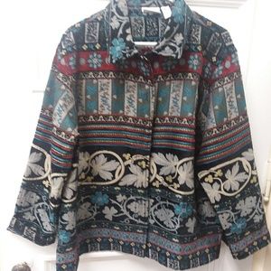 Chico's Designs size 3 multi color collared jacke